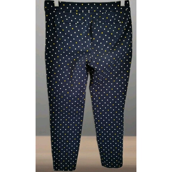 Talbots Petite Pants Chathan Size OP Blue White/Yellow Polka Dot Side Zip Button - Picture 3 of 11